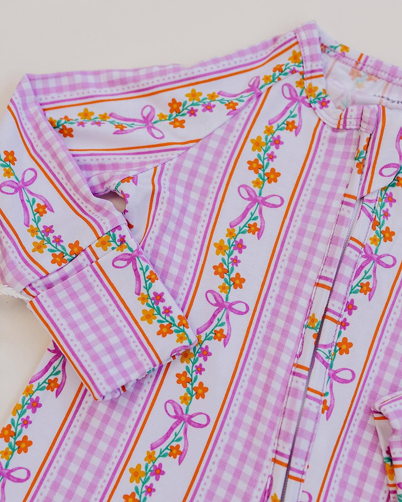 Bamboo Zip Romper | Gingham & Flowers