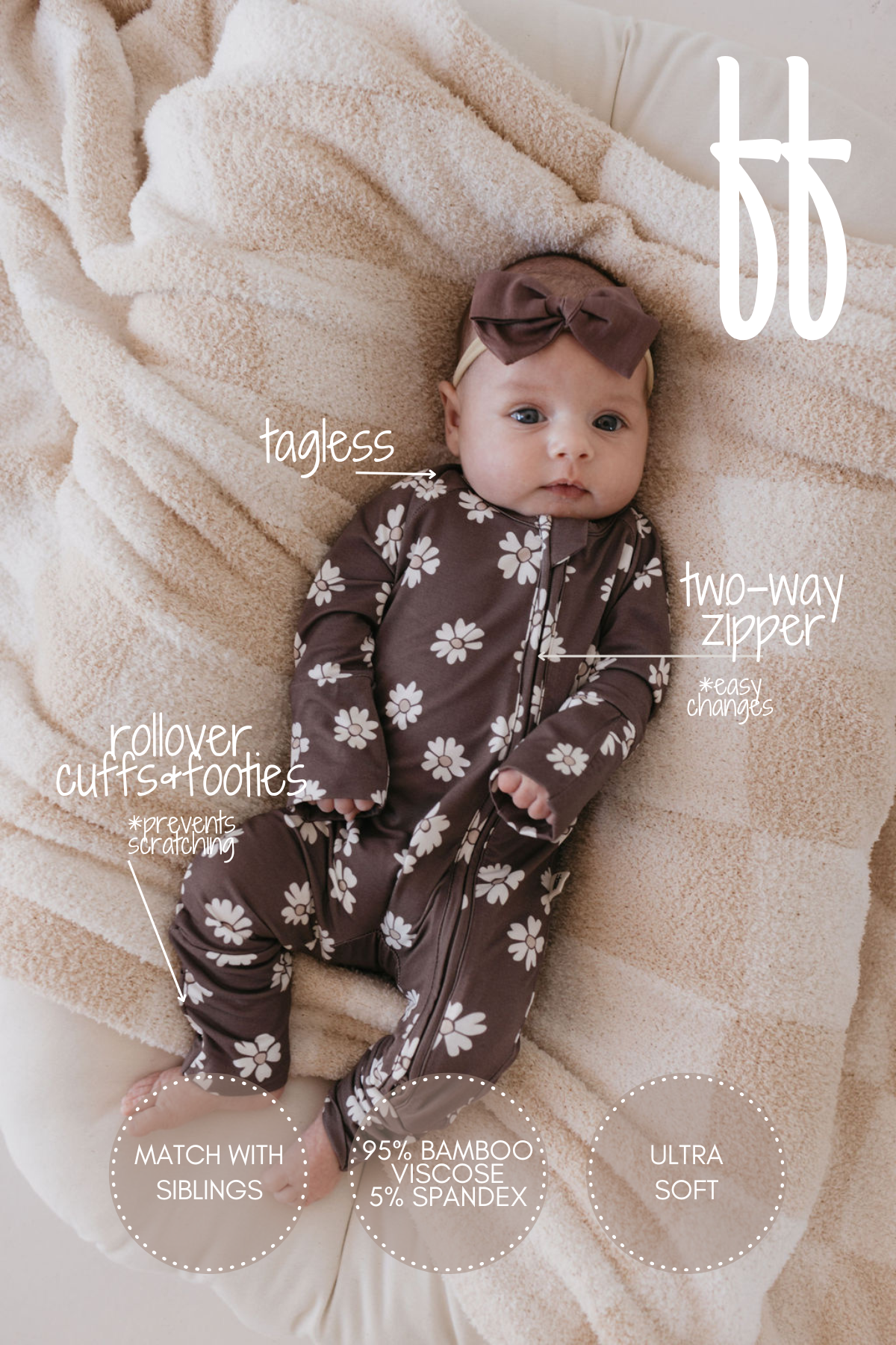 Bamboo Zip Pajamas | Midnight Meadow