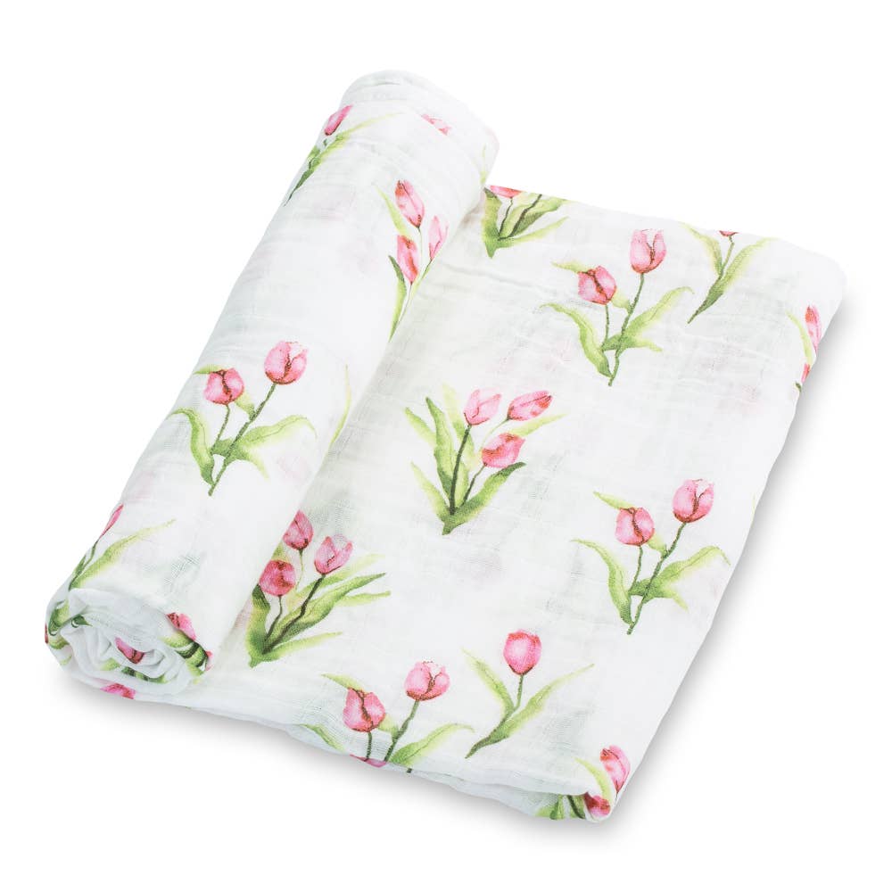 Baby Muslin Swaddle Blanket 47x47 Tulip Garden