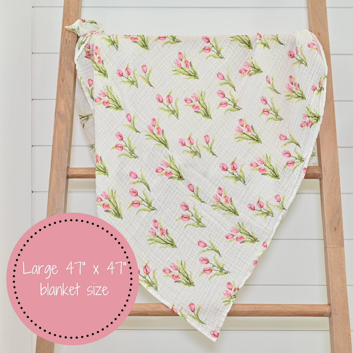 Baby Muslin Swaddle Blanket 47x47 Tulip Garden