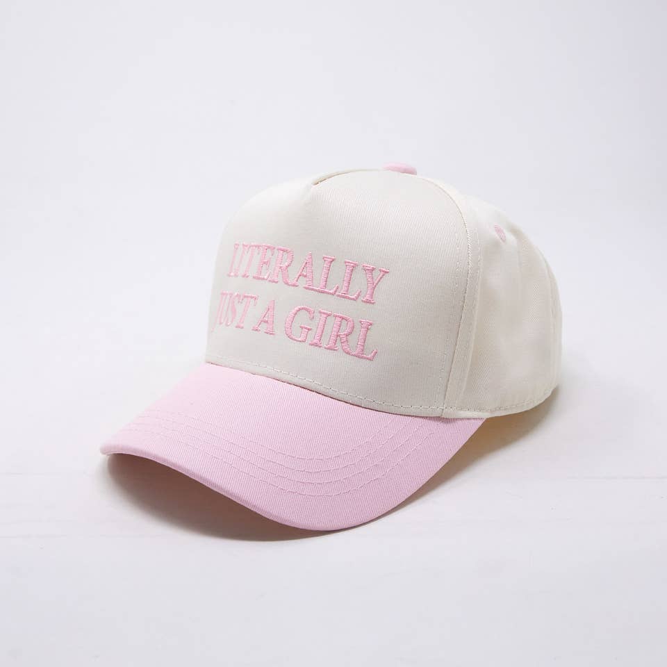 Kid/Baby 2-Tone Cap: Literally Just a Girl - Rose/Beige
