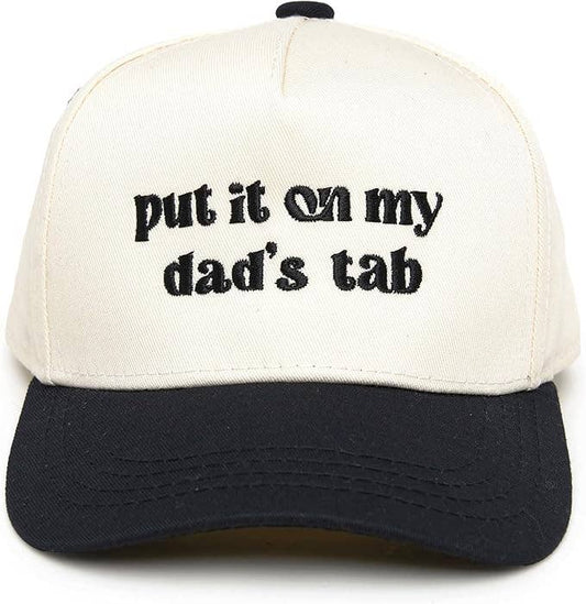 Kid/Baby 2-Tone Cap: Put It on My Dad's Tab (Black/Beige)