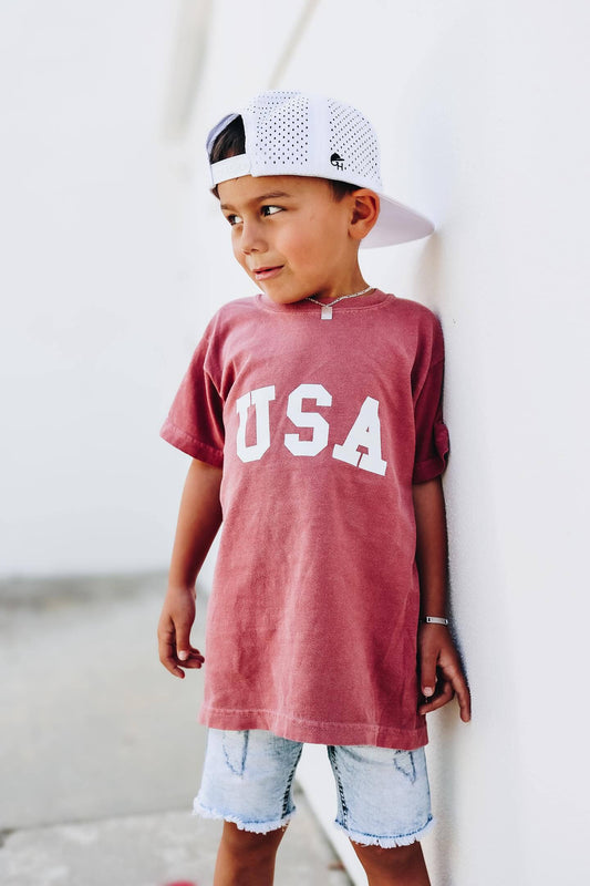 Kids 4th of July USA Patriotic Graphic Tee | Comfort Colors