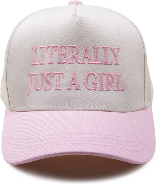 Kid/Baby 2-Tone Cap: Literally Just a Girl - Rose/Beige