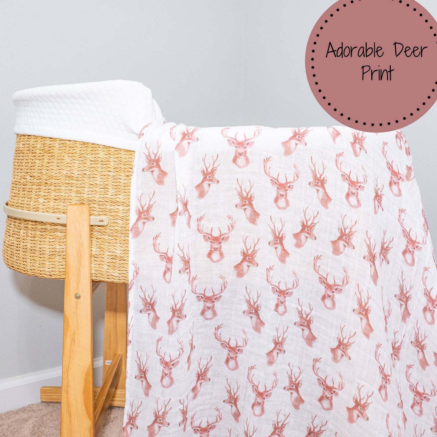 Baby Muslin Swaddle Blanket 47x47 Oh Deer